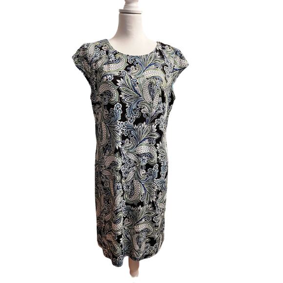 Liz Claiborne Dresses & Skirts - Liz Claiborne dress cap sleeves multicolored paisleys size 12